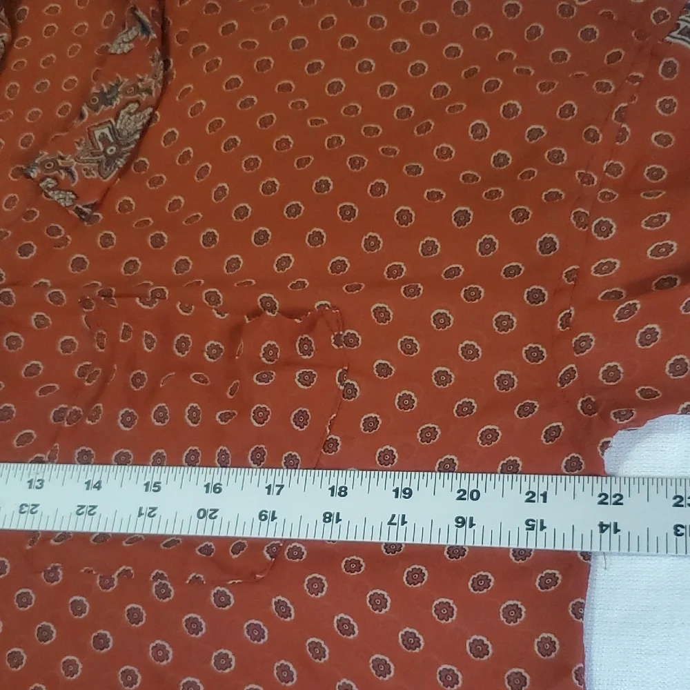 Free People Easy Rider Sheer Blouse Size M Burnt Orange Pockets